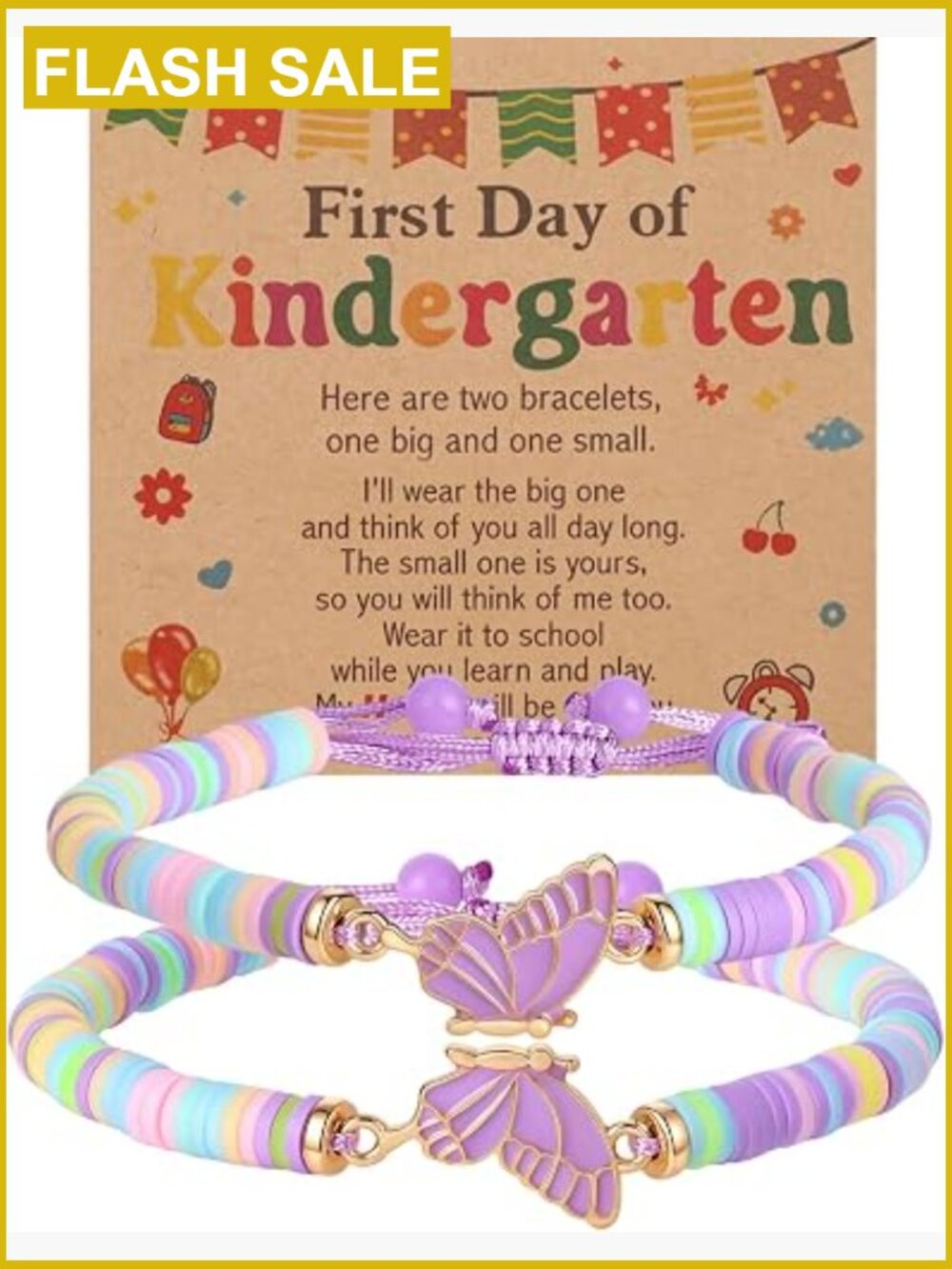 Adjustable Back to School Bracelet Set, Mommy and Me, 2 Pcs